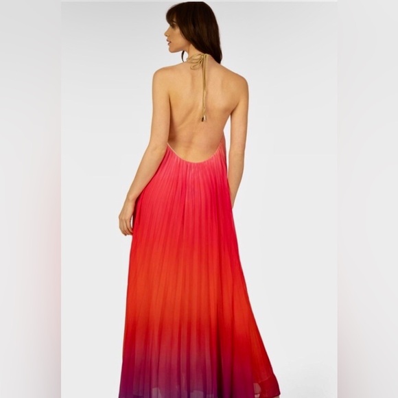 Vici Mykonos colorful Ombré pleated halter maxi dress by L’ Atiste. NEW large - Picture 10 of 16